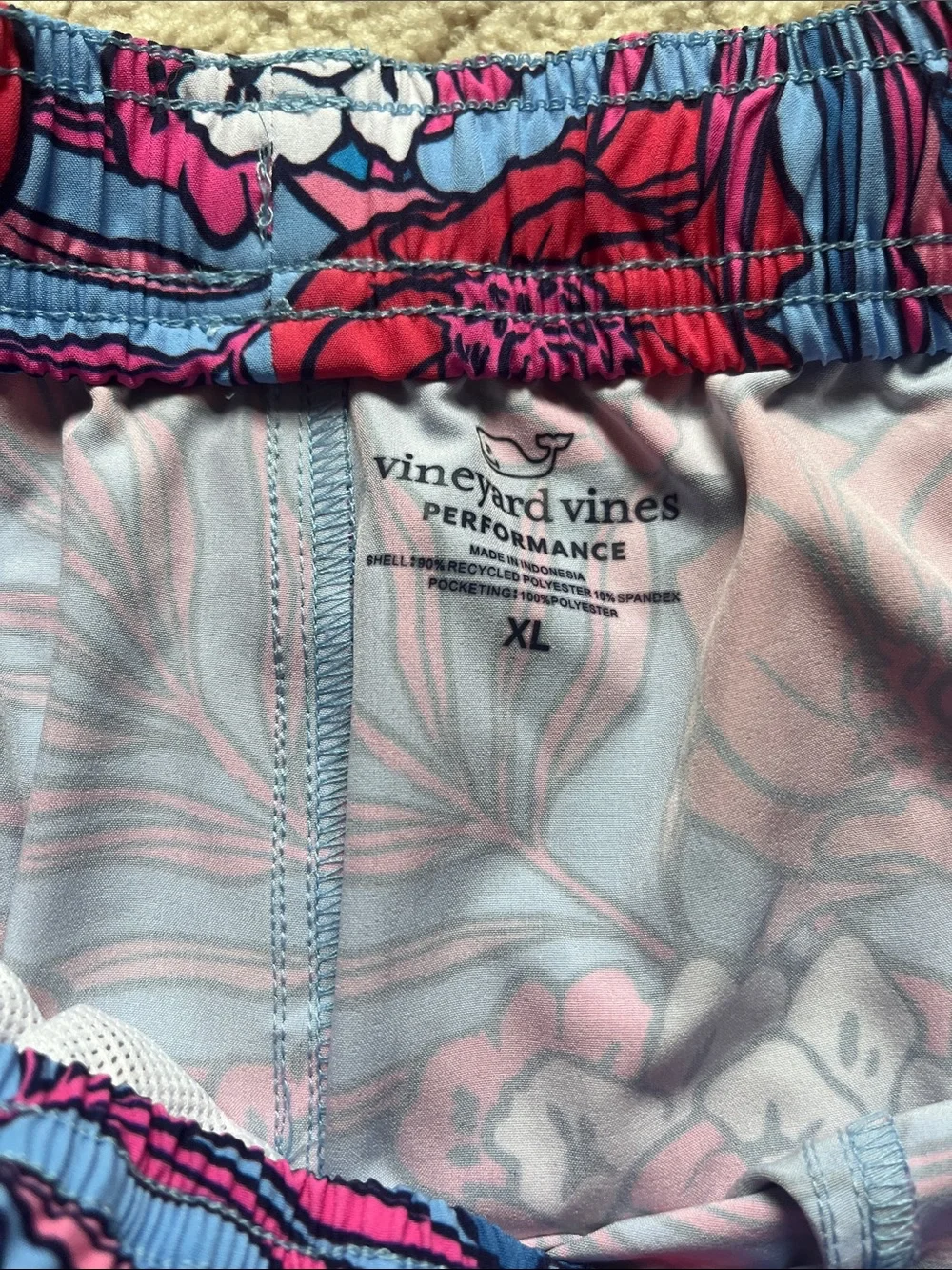 Vineyard Vines Girls Blue & Pink Floral Drawstring Shorts
